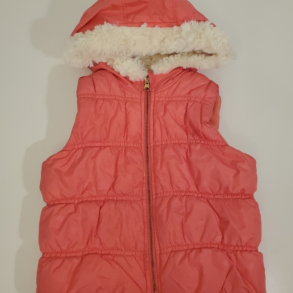 Old Navy Insulated Puff Vest with Faux Fur Hood 3T